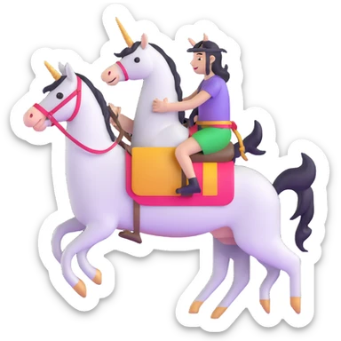 vibrant colored unicorn riding a donkey sticker