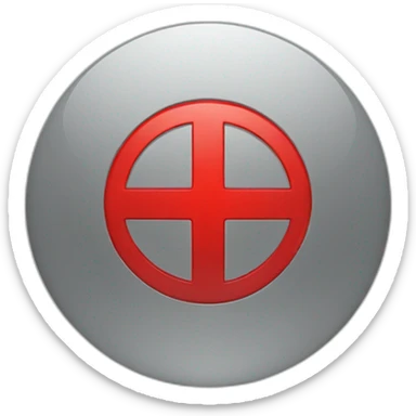 Red plus icon with circular gray background sticker