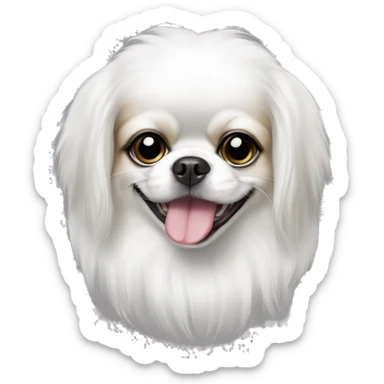 happy japanese chin, black ears, black fur on left eye, white fur on right eye  sticker
