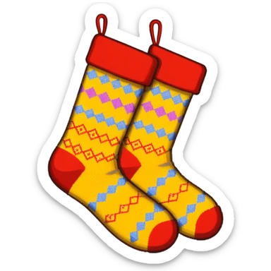 A 8-bit pixel art emoji of a pair of socks sticker