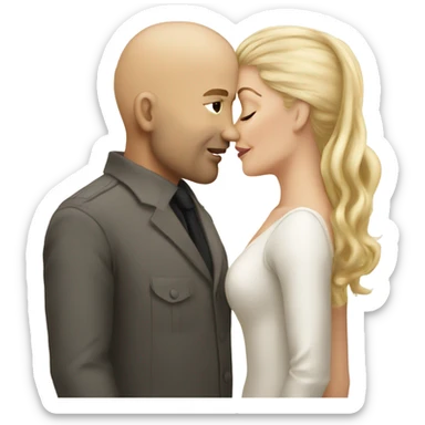 Bald man blonde woman kiss sticker