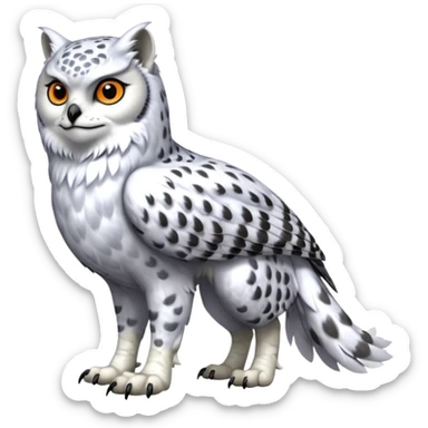 Beaked beaky Realistic wild natural elegant pretty beautiful handsome shiny colorful furry 4-legged digitigrade snow-leopard-snowy-owl-gryphon-griffin-arctic-fox-fusion-hybrid-fursona-furry-animal-creature, full body, hyper-realism, long tufted tail sticker