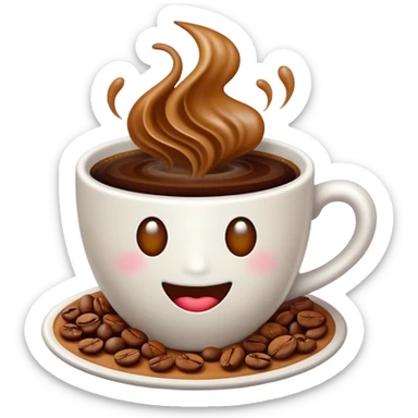 Cinematic Realistic Colombian Coffee Pop Culture Emoji, showcasing a steaming cup of rich, aromatic coffee that epitomizes Colombian culture rendered with detailed textures and warm, inviting lighting. sticker