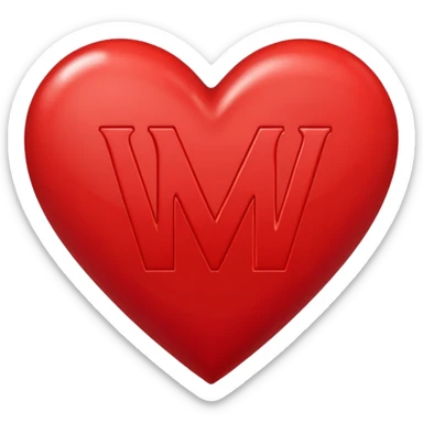 the letters M + V, in a heart  sticker