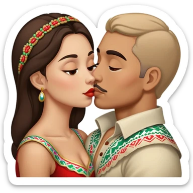 Russian and Mexican couple kissing sticker