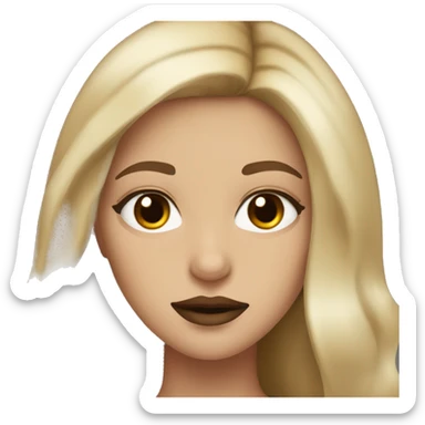 pretty girl with dark brown hair with blonde streak and hazel eyes and brown lipstick  sticker