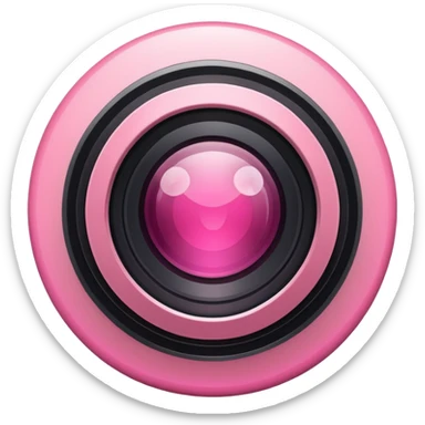 A round camera lens, apple emoji style, minimalist, with highlights, pink, only lens, variant 1 sticker