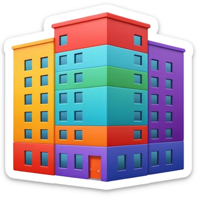 I want a 7 storey building with 7 chakras colour. Starting with red colour at the base sticker