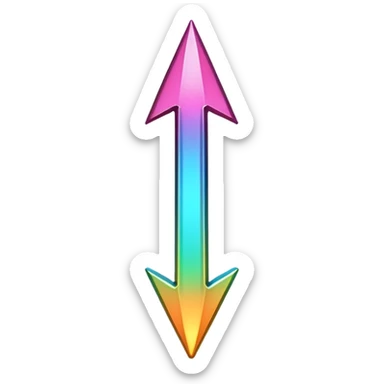 a bold upward arrow emerging from a glowing base, with metallic edges and bright highlight sticker