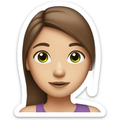 long straight brown hair girl with green eyes and freckles from head to chest sticker