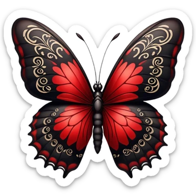 An Edgy crimson-blood-red obsidian-black beautiful butterfly sticker