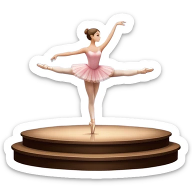 Icon for Ballet: a theater stage with silhouette of a ballerina in an elegant pose, surrounded by spotlight and stage lights. The icon should convey the grace and beauty of ballet, with focus on the dancer and the dramatic lighting. Transparent background. sticker