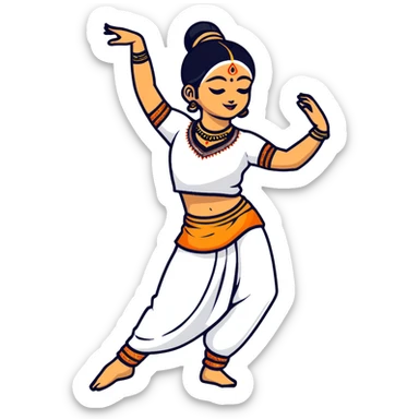 dancer in traditional Indian attire, mid-dance pose, vibrant colors sticker