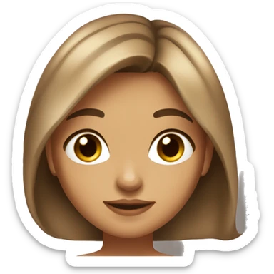 Girl with little tanned skin, brown long hair, upturned light brown eyes and plump lips cute sticker