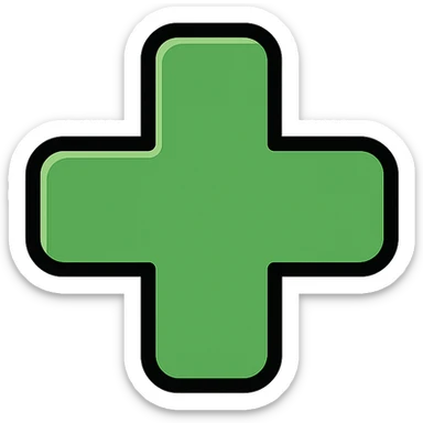 green plus symbol with a subtle shadow, suitable for a changelog Discord channel sticker