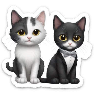 Black kitten with grey and white tuxedo kitten sticker