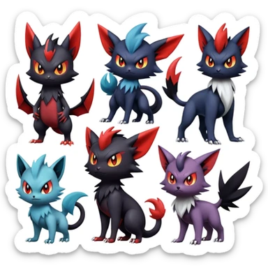 Edgy Cute Cool Kawaii Litten-Noivern-Zoroark-Noibat-Absol-Pokémon Full Body  sticker