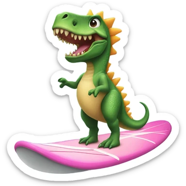 Dino with a Tutu on a surfboard sticker