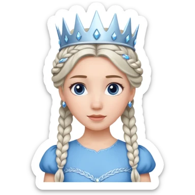 braided hair ice princess with crown sticker