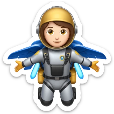 Erstelle mir einen Fallschirmspringer im emoji style mit einem Motor hinten dran  sticker