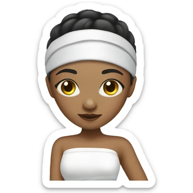 girl with light skin at the spa with eye mask sticker