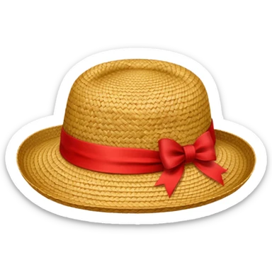 Chapeau de paille avec ruban rouge sticker