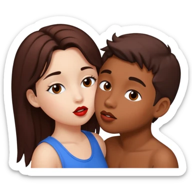 Kiss marron skin girl and White skin boy  sticker