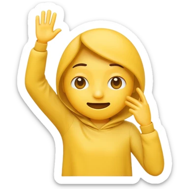 An emoji character mid-dab: face slightly lowered into the bent elbow of one arm, with the other arm extended diagonally upward in the opposite direction.  sticker