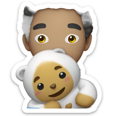 man winning stuffed animal from gacha machine sticker