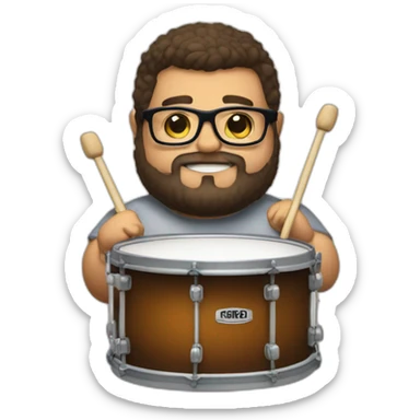 Fat boy Beard glasses playing drums sticker