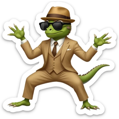 capitalist iguana banker godfather with black sunglasses breakdance startling sticker