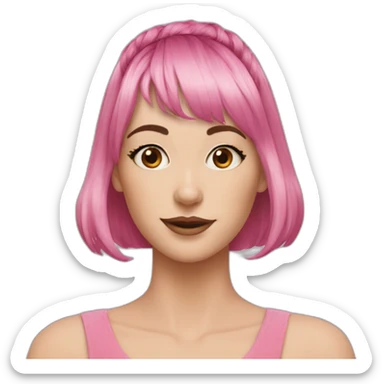 short pixie bangs platinated woman pink hairband sticker