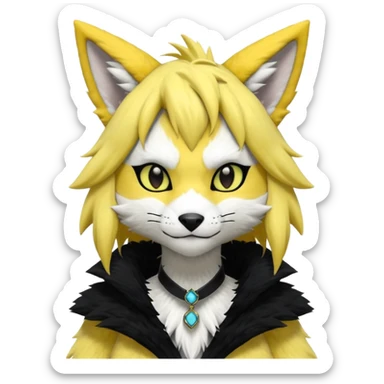 Cool gothic cute Kemonomimi Nekomimi Japanese Anime Kemono Furry Style Vernid-Renamon-Zeraora-Sergal-Fursuit-furry-fursona sticker