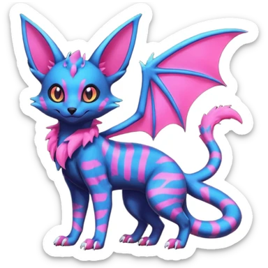 Neon pastel Salandit-Umbreon-Genet-Noivern-Noibat-Serval-Hybrid (Full body) sticker