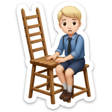 Boy tied to chair sticker
