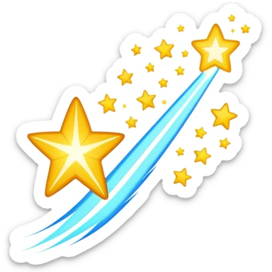 a shooting star with a glowing trail, dynamic and bright sticker