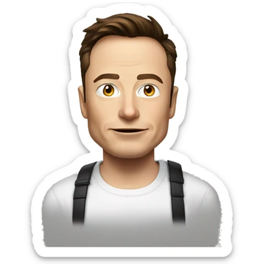 Elon musk wearing a T shirt with the X logo on it sticker