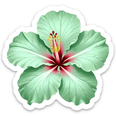 Hibiscus flower light mint green white sticker