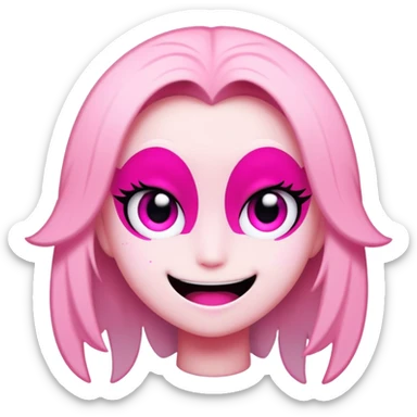 Angel Dust from Hazbin Hotel with mischievous grin, emoji style sticker