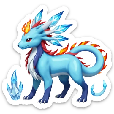 Suicune-Aurorus-Salandit-Glaceon-Meganium-fusion (full body) sticker