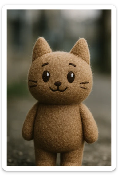 cat and dog as plush toys, soft and cute sticker