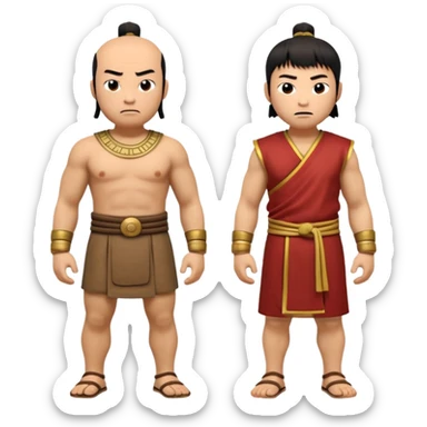 create an emoji set of a cartoonish full body chinese man from 2000 BC doing 16 verbs or emotions sticker