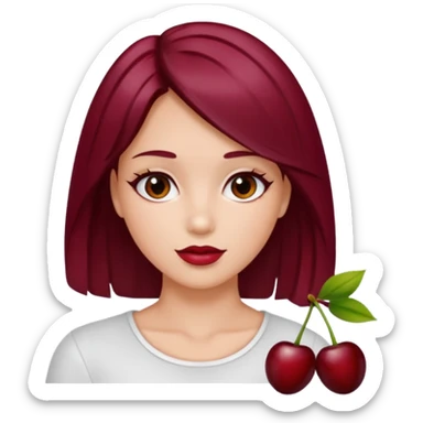 I take second photo but change the color of the hair for a red cherry or burgundy sticker