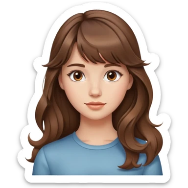Brown haired girly with soft waves and bangs half up half down sticker