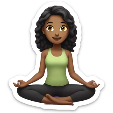 Girl with black hair in a yoga position  sticker