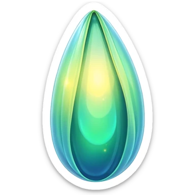 glowing green-blue ethereal magical cocoon with yellow magical aura, translucent, magical symbol, soft curves, gentle green-blue hues sticker