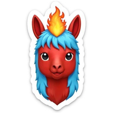 Hazme el corazón rojo y con fuego y que la llama sea azul verdoso sticker