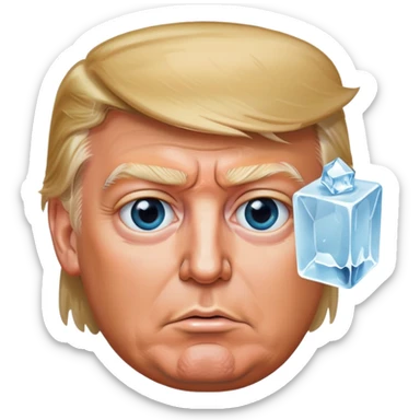 Donald Trump with an ice pic in his eye sticker
