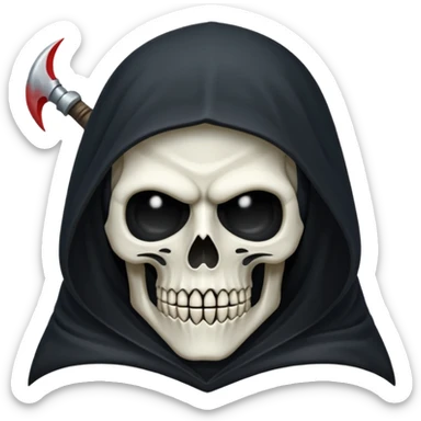 Icon of the Grim Reaper's face. коса полный рост sticker