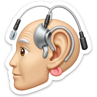 Ear with hearing aid sticker